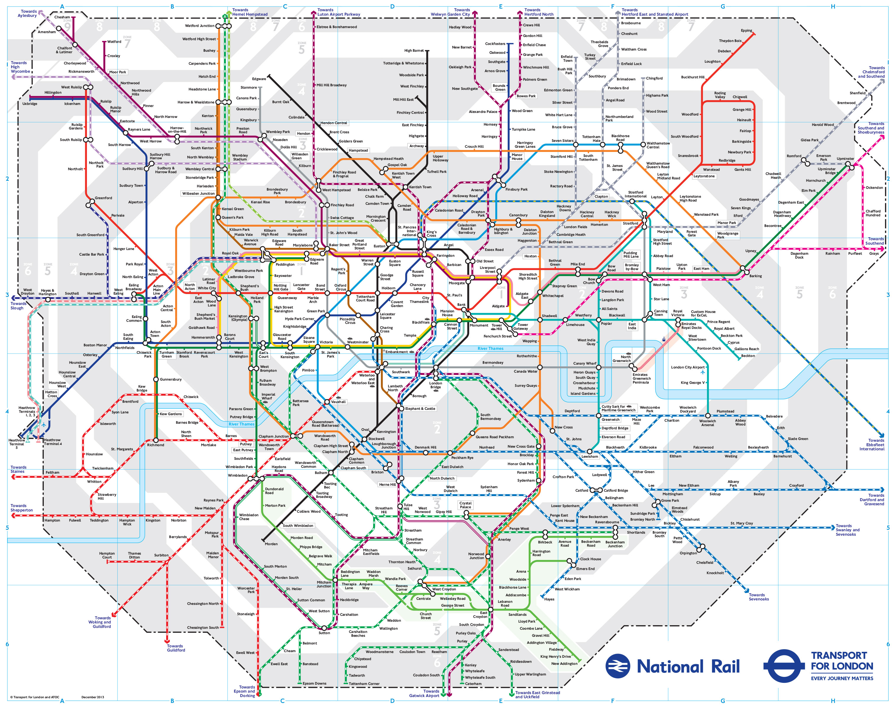 national rail london travel zones map
