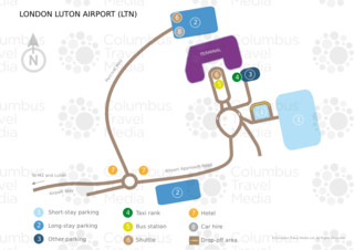 Plano de la terminal y el aeropuerto Londres Luton (LTN)