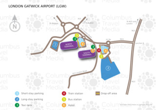 Plano de la terminal y el aeropuerto Londres Gatwick (LGW)
