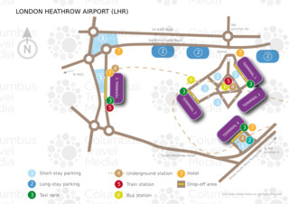 Plano de la terminal y el aeropuerto Londres Heathrow (LHR)