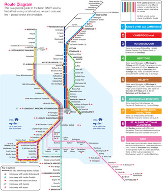 Plano de la red de tren urbano y cercanias First Capital Connect