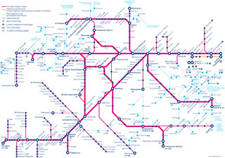 Plano de la red de tren urbano y cercanias First Great Western