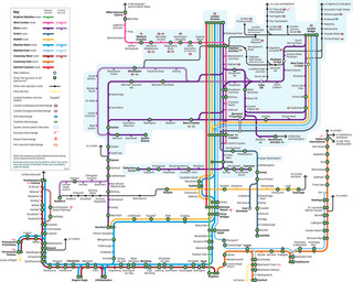 Plano de la red de tren urbano y cercanias Southern Railway